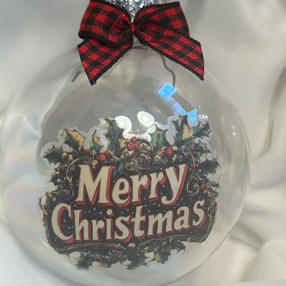 Upcycled Clear Glass Ornaments 3 Different Christmas Balls Sign Frosty Floral - Picture 12 of 15
